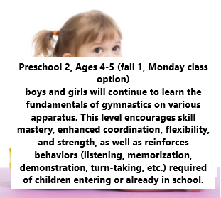 Preschool Gymnastics 2 (Fall 1, Monday) - FA26