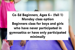 Co-Ed Beginner Gymnastics (Fall 1, Monday) - FA26