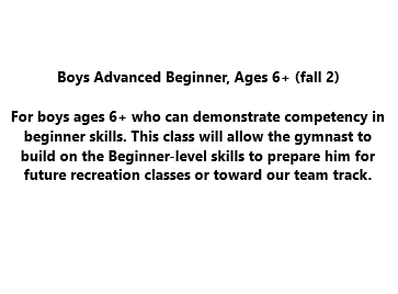 Boys Advanced Beginner Gymnastics (Fall 2) - FA25