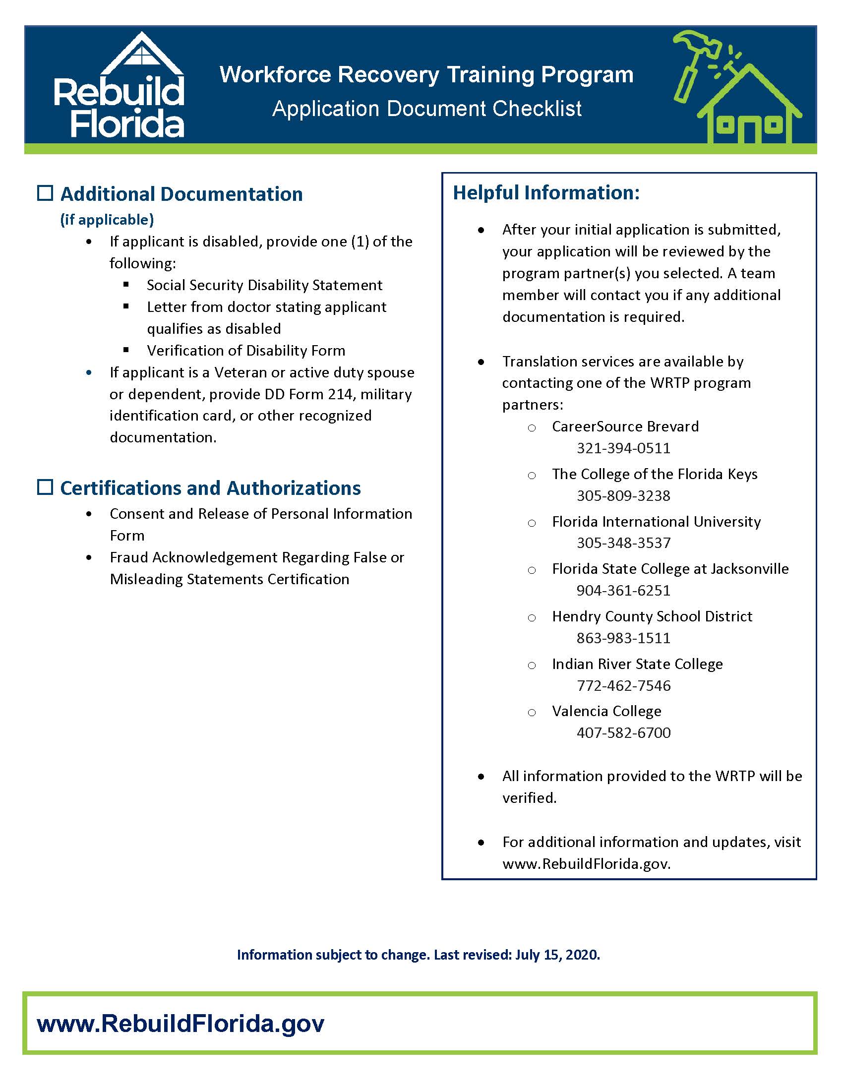 PSC Rebuilds Program Information Request