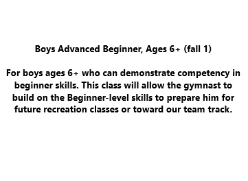 Boys Advanced Beginner Gymnastics (Fall 1) - FA26